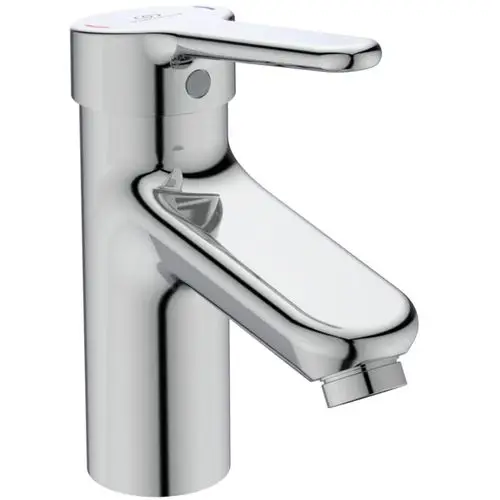 Chromfarbene Waschtischarmatur von Ideal Standard mit Einknopf-Bedienung. Das Design ist modern und funktional, geeignet für Badezimmeranwendungen.